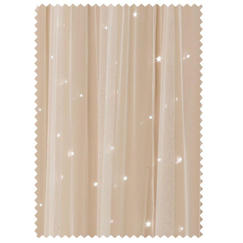 カーテン 星柄 透かし彫り 二重カーテン 遮光 UVカット 目隠し