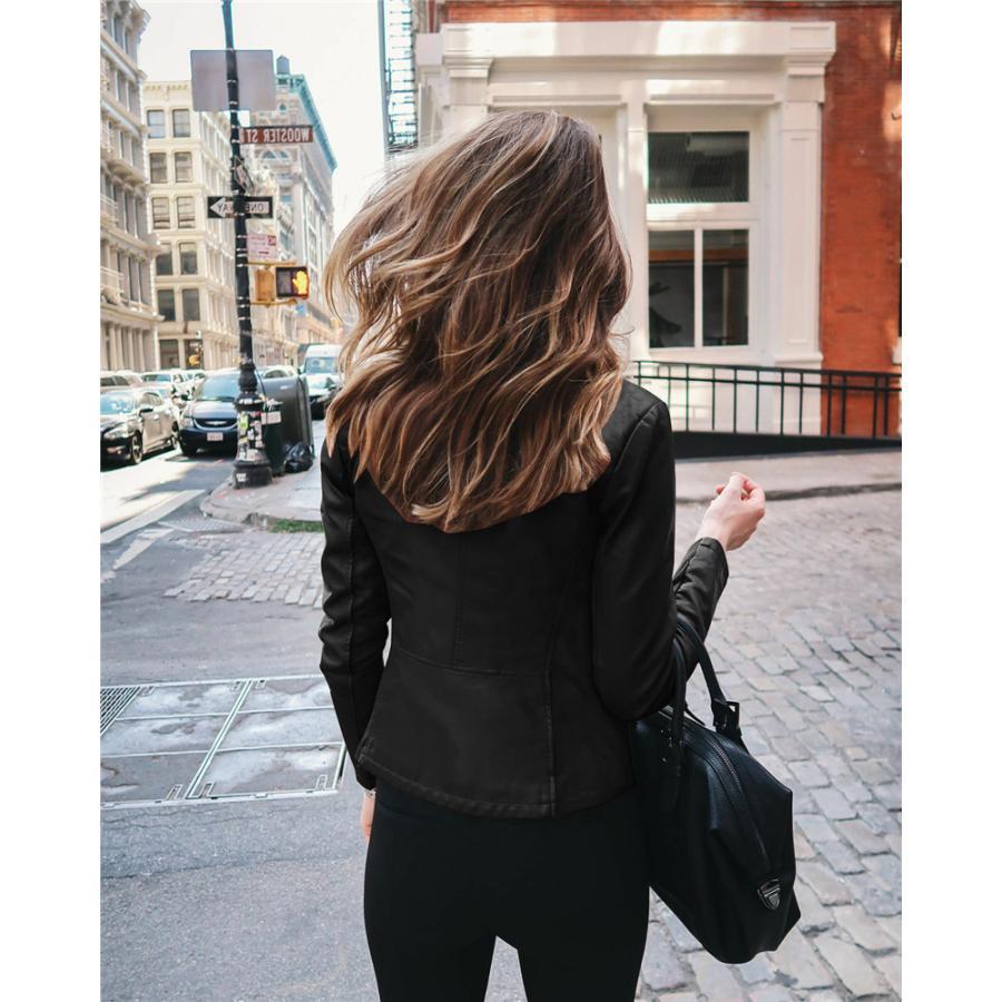 57%OFF!】-革ジャン レディース レザージャケット アウター• ジップ