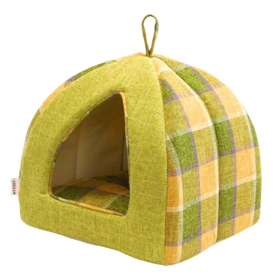 犬 猫 ペット ハウス STYRIA マドラスチェック ツイード ペットハウス 洗える オールシーズン 春夏 ドーム型 ベッド  おしゃれ 可愛い 小型犬 室内 リバーシブル | STYRIA | 01