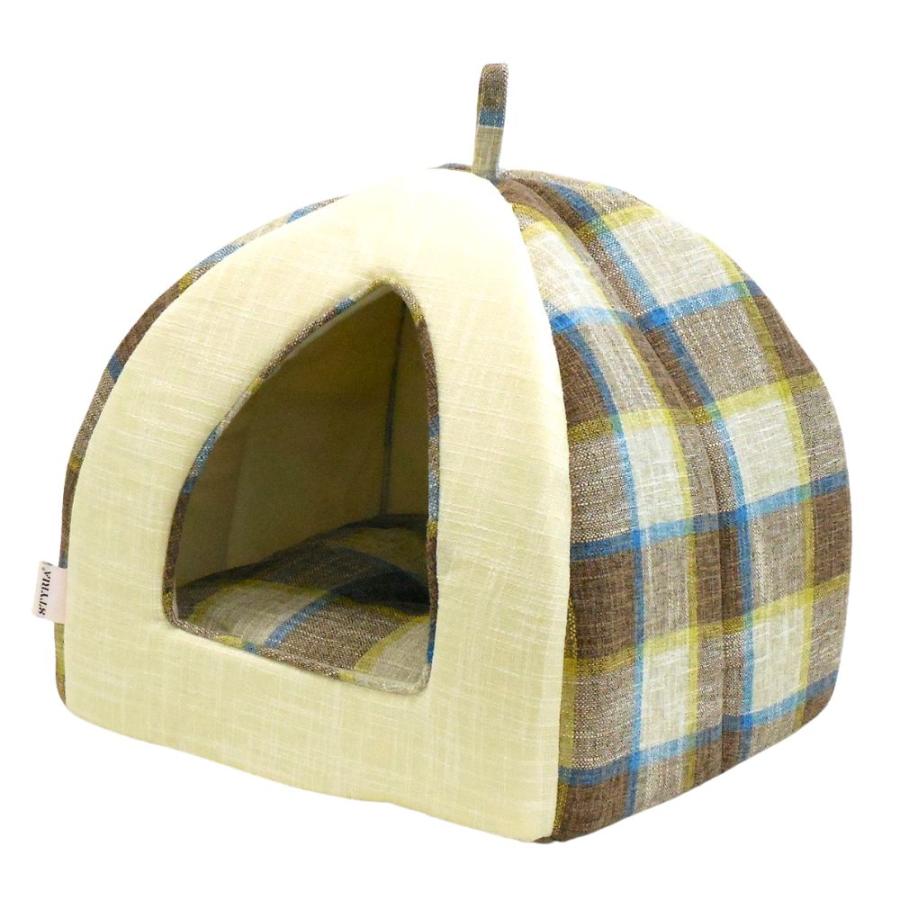 犬 猫 ペット ハウス STYRIA マドラスチェック ツイード ペットハウス 洗える オールシーズン 春夏 ドーム型 ベッド  おしゃれ 可愛い 小型犬 室内 リバーシブル | STYRIA | 02