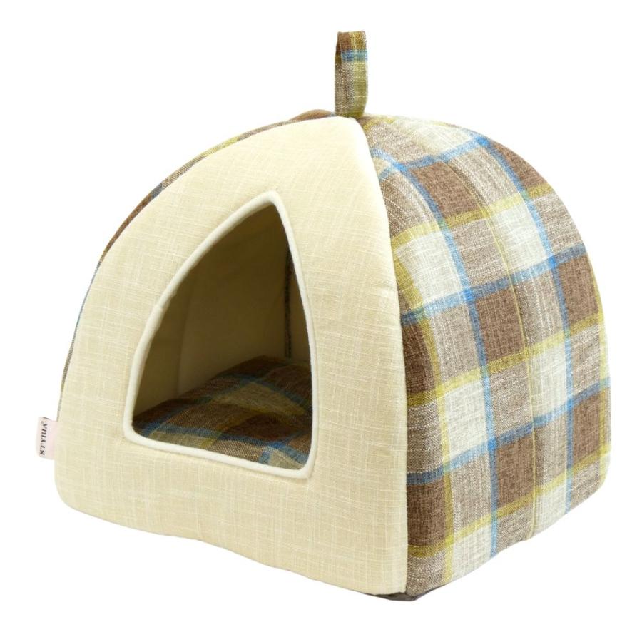 犬 猫 ペット ハウス STYRIA マドラスチェック ツイード ペットハウス 洗える オールシーズン 春夏 ドーム型 ベッド  おしゃれ 可愛い 小型犬 室内 リバーシブル | STYRIA | 02