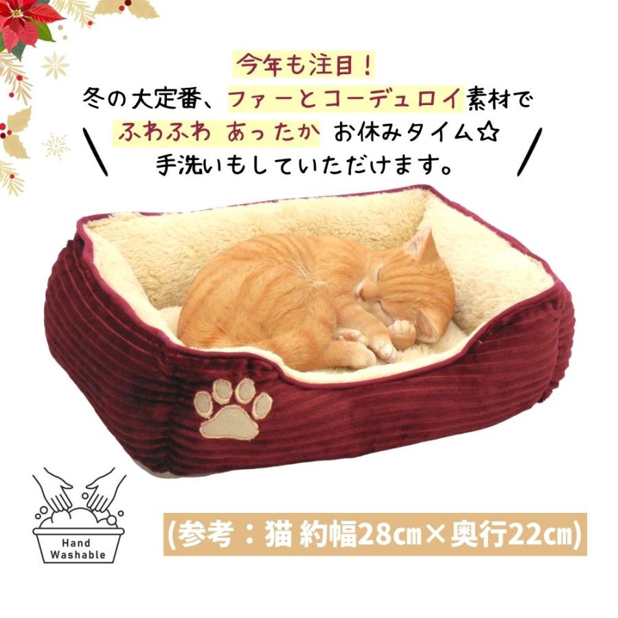 犬 猫 ペット ベッド STYRIA ふっくら コーデュロイ ペットベッド 洗える 冬 冬用 あったか 暖かい かわいい おしゃれ 小型犬 スクエア 滑り止め 2個セット | STYRIA | 05