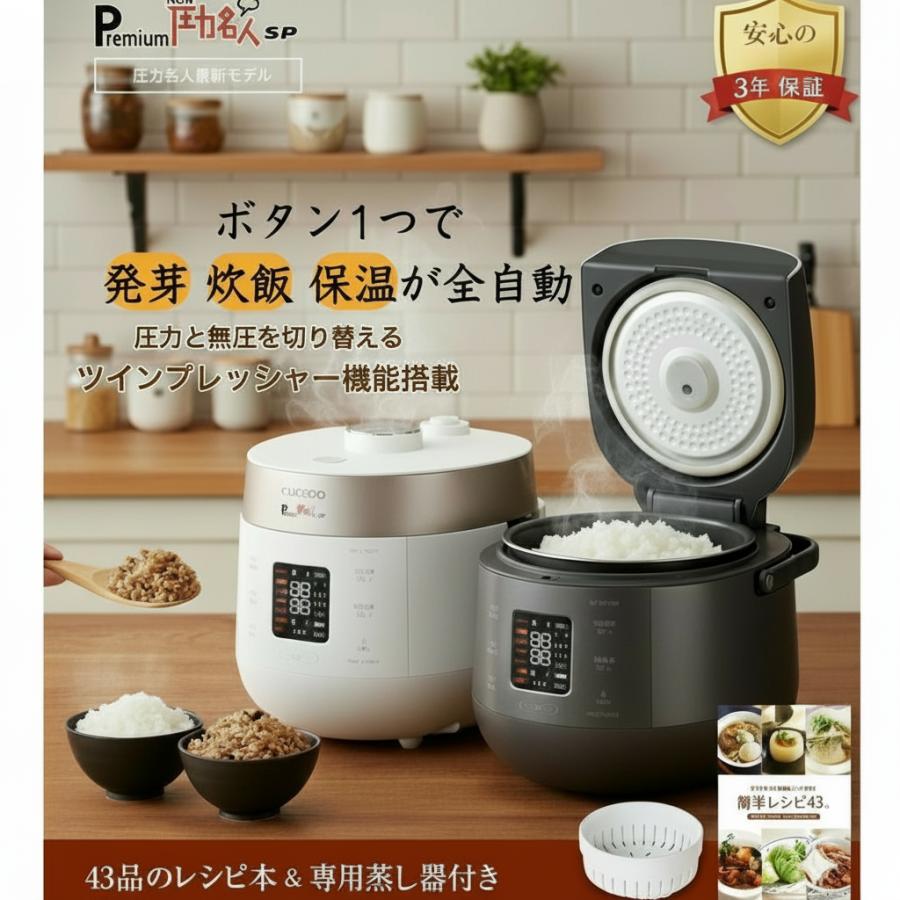 CUCKOO CUCKOO Premium New 圧力名人 SP [公式販売店] 玄米3kg or 白米