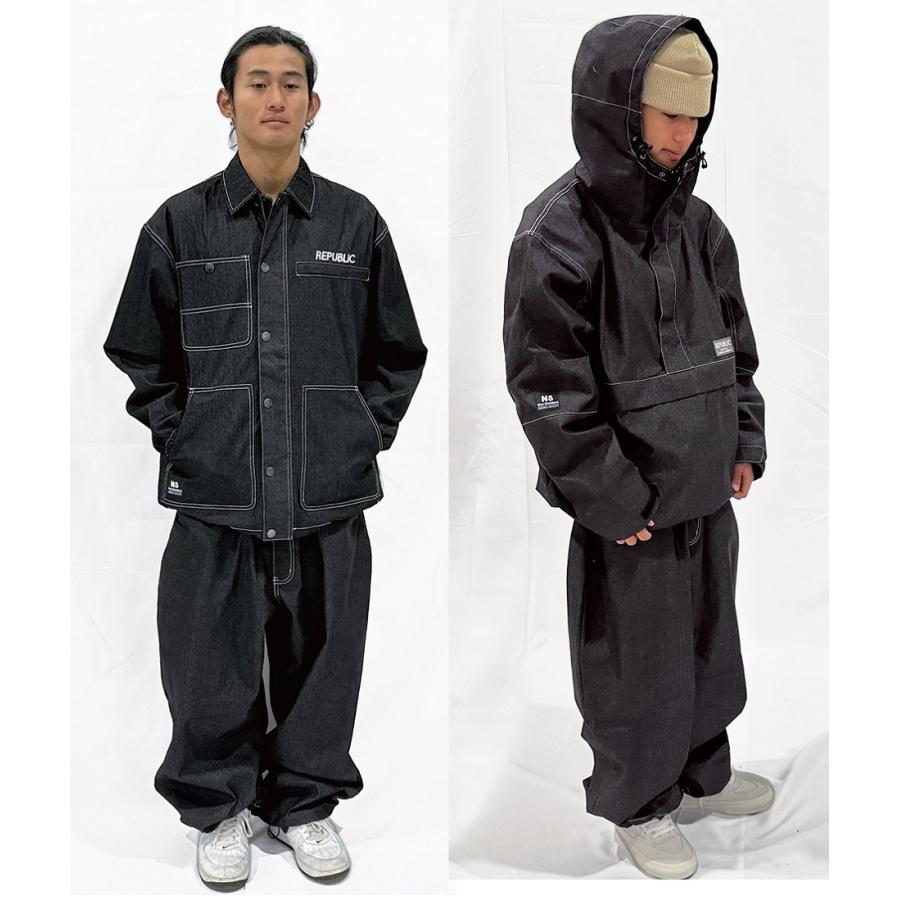 REPUBLIC&CO パンツ BAGGY DENIM PANTS L 特別価格】バギーデニムカラーパンツ リパブリック FW BAGGY DENIM