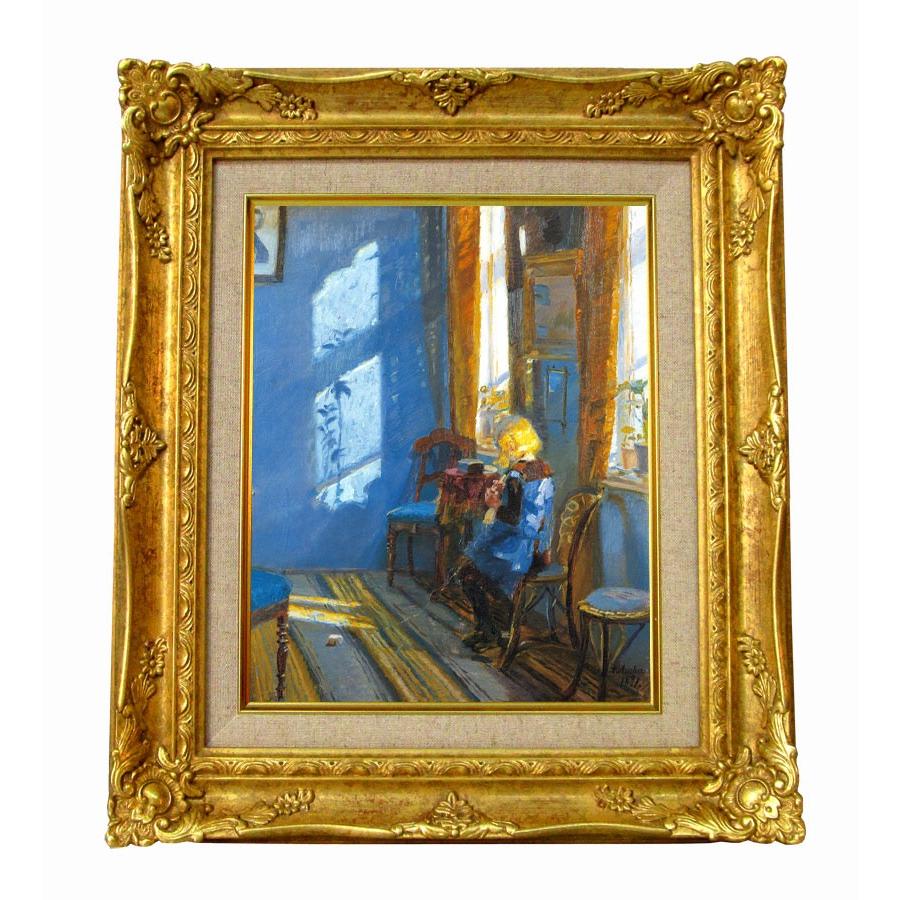世界の名画　アンナアンカー　青い部屋に射し込む日光 　ジクレーキャンバス複製画 豪華額装品 | 