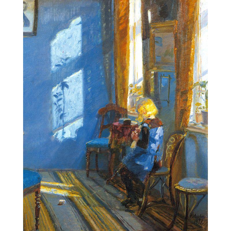 世界の名画　アンナアンカー　青い部屋に射し込む日光 　ジクレーキャンバス複製画 豪華額装品 |  | 01