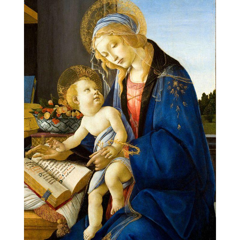 世界の名画　ポッティチェリ 聖母子(書物の聖母）　ジクレーキャンバス複製画 豪華額装品 |  | 01