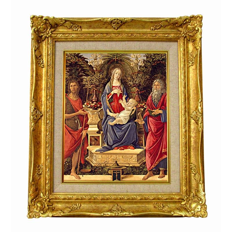 世界の名画　 ポッティチェリ 聖母子と二人の聖ヨハネ　ジクレーキャンバス複製画 豪華額装品 | 