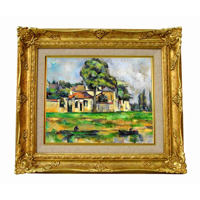 世界の名画　 セザンヌ　 マルヌの川岸 　ジクレーキャンバス複製画 豪華額装品 | 
