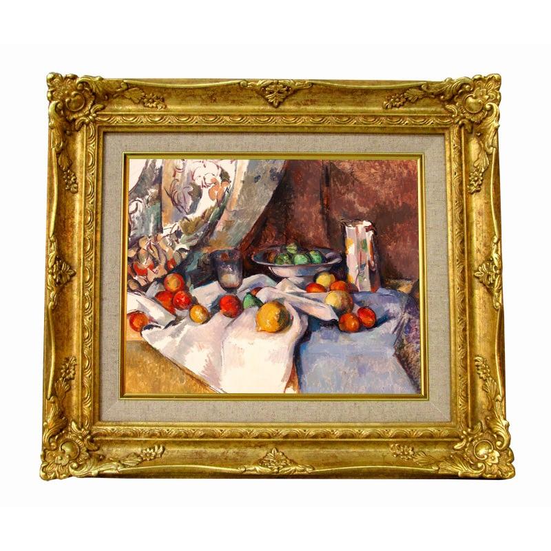 世界の名画　 セザンヌ 　りんごのある静物 　ジクレーキャンバス複製画 豪華額装品 | 