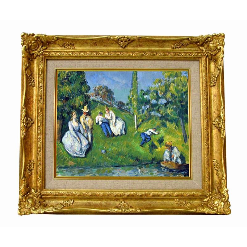 世界の名画 セザンヌ 池のほとり ジクレーキャンバス複製画 豪華