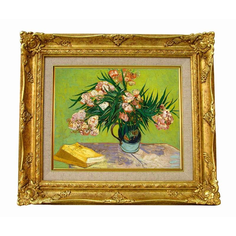 世界の名画　 ゴッホ 　キョウチクトウのある花瓶　ジクレーキャンバス複製画 豪華額装品 | 