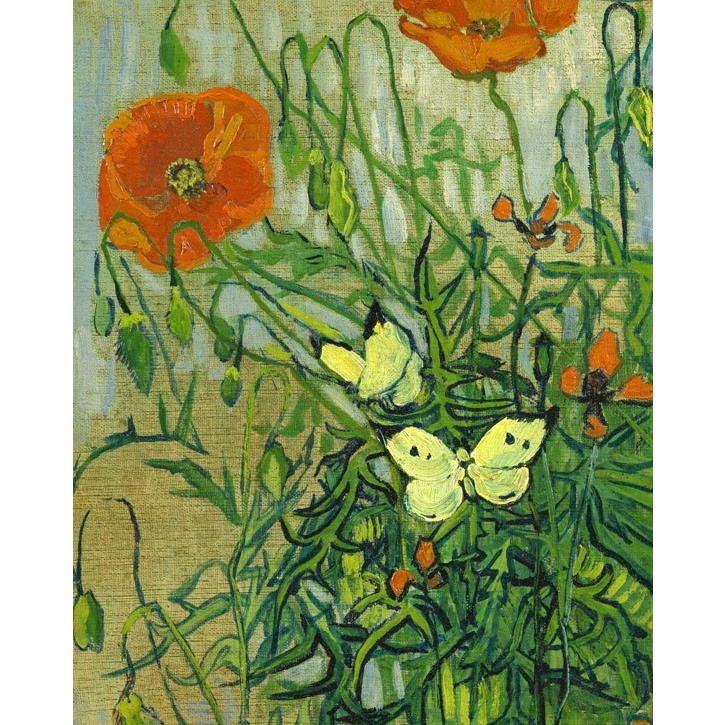 世界の名画　ゴッホ　 ヒナゲシと蝶　ジクレーキャンバス複製画 豪華額装品 |  | 01