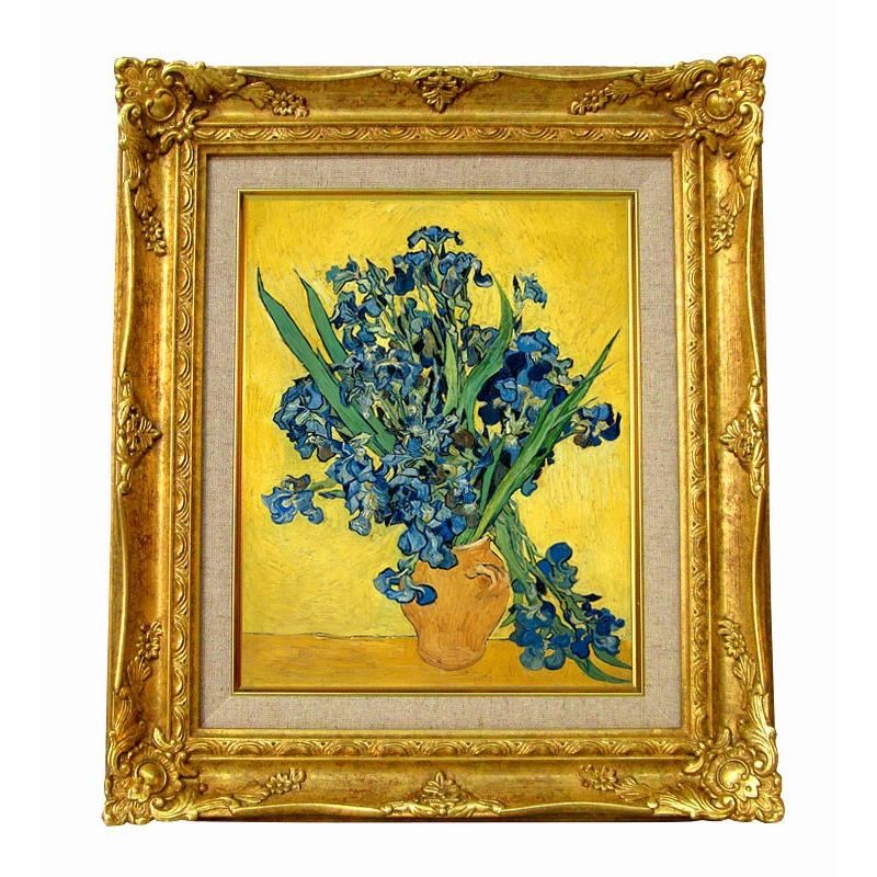 世界の名画 ゴッホ アイリスのある花瓶黄色い背景 ジクレーキャンバス複製画 豪華額装品 :Gogh44FG:サクシード21 - 通販