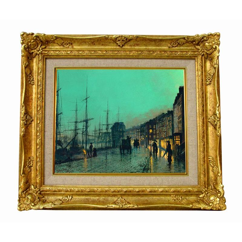 世界の名画　グリムシャウ　Shipping on the Clyde ジクレーキャンバス複製画　豪華額装品 | 