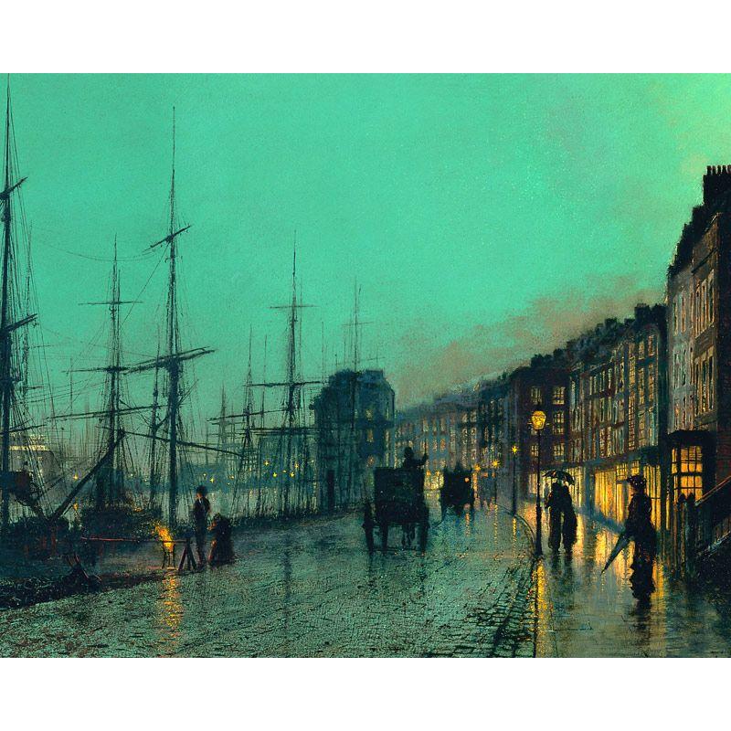 世界の名画　グリムシャウ　Shipping on the Clyde ジクレーキャンバス複製画　豪華額装品 |  | 01