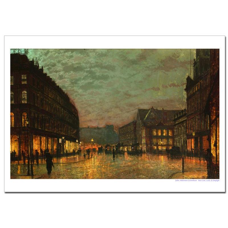 グリムシャウ　Boar Lane, Leeds, by lamplight　ジクレーポスターA2(594ミリ×420ミリ) | 