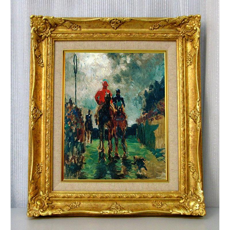世界の名画 ロートレック 競馬騎手 ジクレーキャンバス複製画 豪華額装