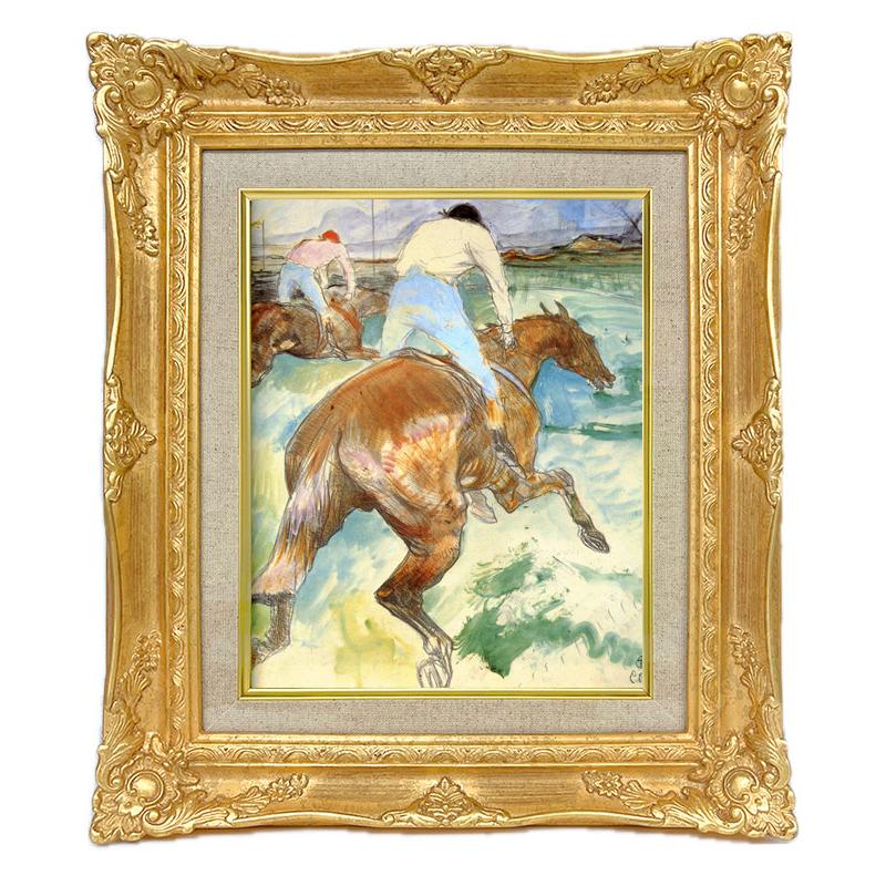 世界の名画 ロートレック 競馬騎手2 ジクレーキャンバス複製画 豪華
