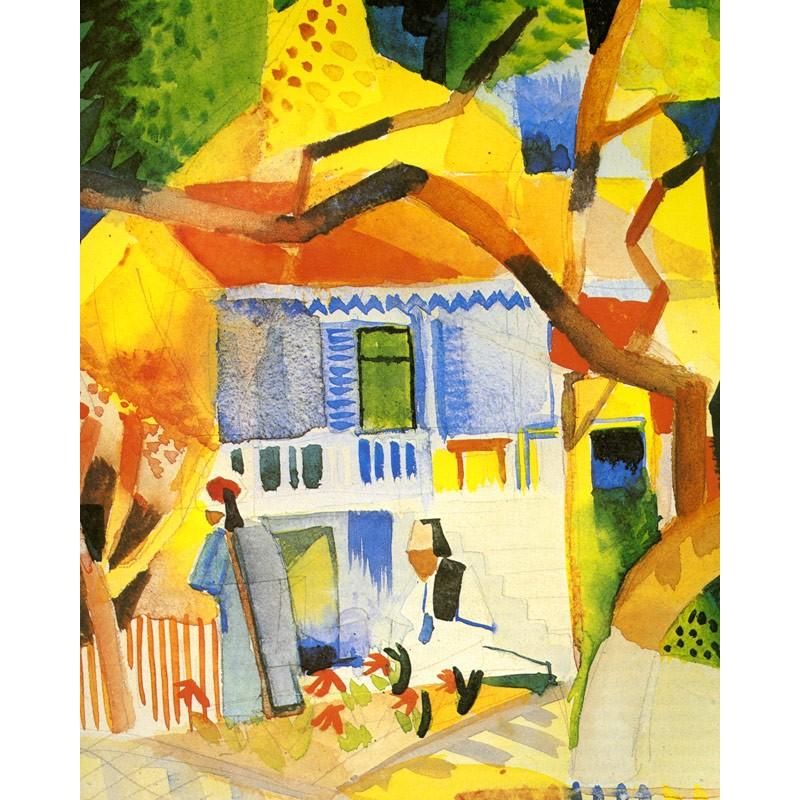 世界の名画　 マッケ　サンジェルマンの家の中庭　　ジクレーキャンバス複製画 豪華額装品 |  | 01