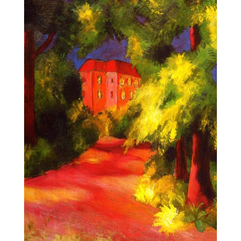 世界の名画　 マッケ　公園の赤い家 ジクレーキャンバス複製画 豪華額装品 |  | 01