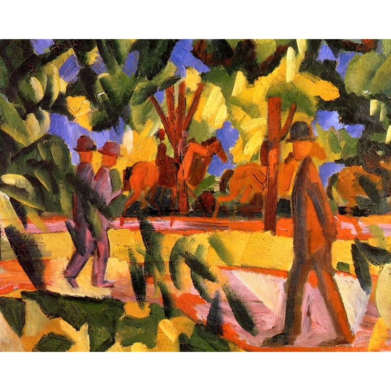 世界の名画　 マッケ　遊歩道で乗馬する人と散歩する人 ジクレーキャンバス複製画 豪華額装品 |  | 01