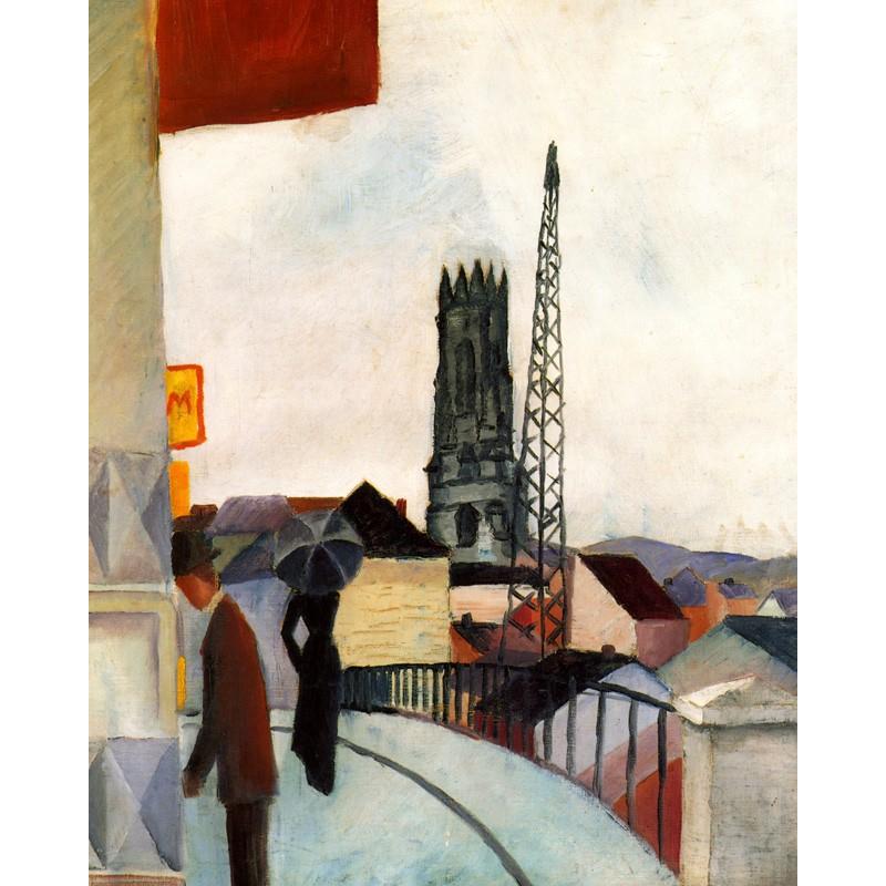 世界の名画　 マッケ　スイスのフリブールの大聖堂　ジクレーキャンバス複製画 豪華額装品 |  | 01