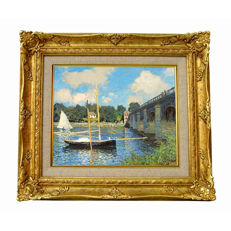 世界の名画　モネ　アルジャントゥイユの橋　ジクレーキャンバス複製画 豪華額装品 | 