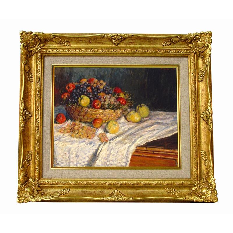 世界の名画　モネ　リンゴとブドウ　ジクレーキャンバス複製画 豪華額装品