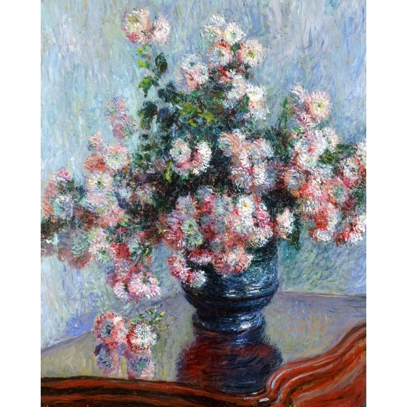 世界の名画 モネ 菊 ジクレーキャンバス複製画 豪華額装品