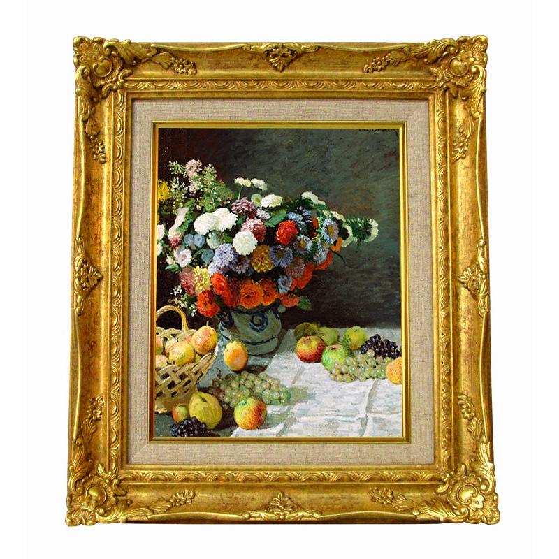世界の名画 モネ 花と果物のある静物 ジクレーキャンバス複製画 豪華額装品 Monet012f サクシード21 通販 Yahoo ショッピング