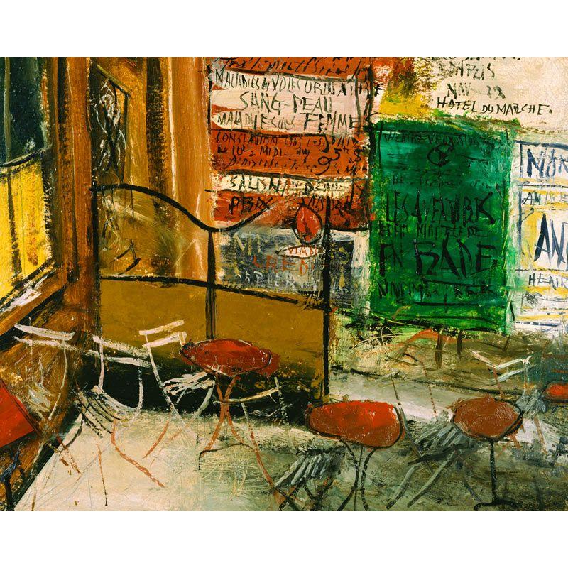 世界の名画 佐伯 祐三 テラスの広告 ジクレーキャンバス複製画 豪華