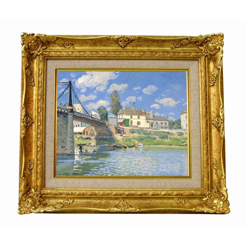 世界の名画　アルフレッド・シスレー  ヴィルヌーヴ・ラ・ガランヌの橋　ジークレー複製画　豪華額装品 | 