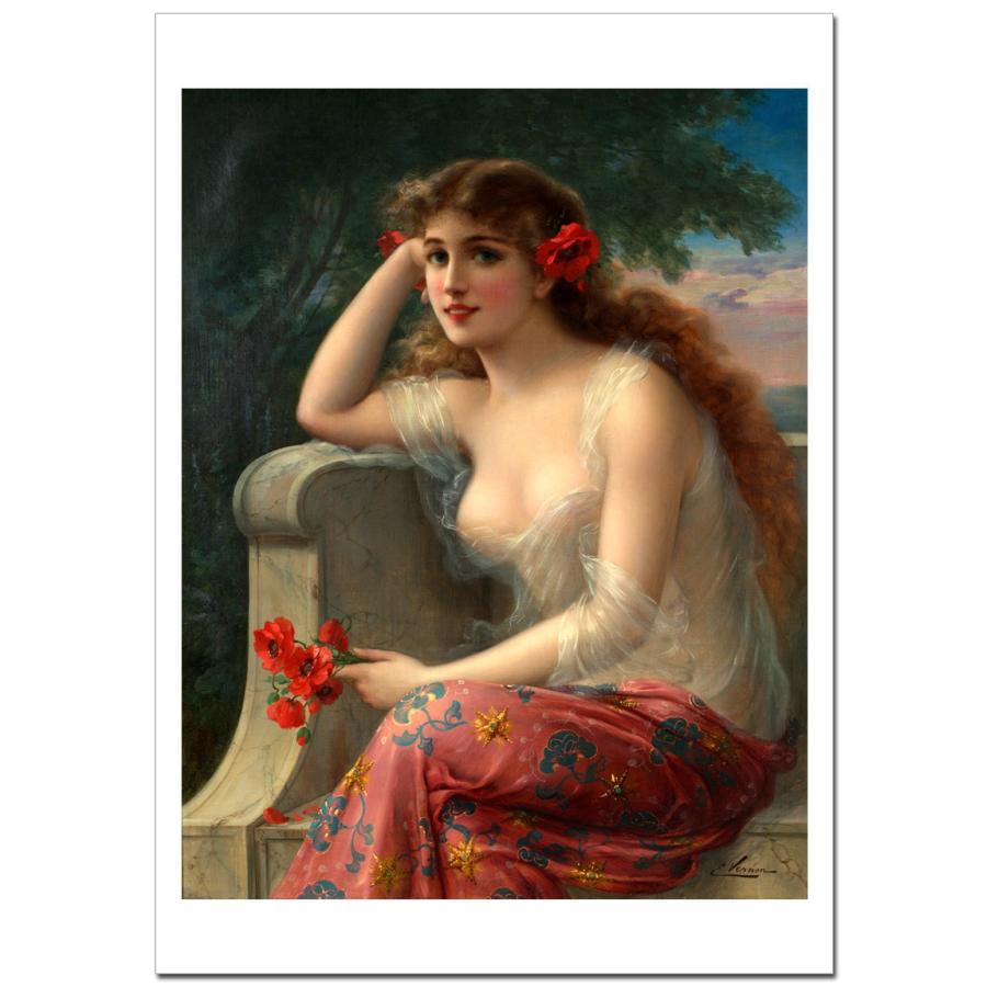 エミール・ヴァーノン　Girl with a Poppy   ジクレーポスターA2(420ミリ×594ミリ) | 