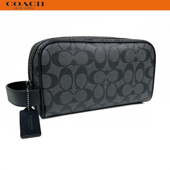 コーチ アウトレット メンズ クラッチバッグ セカンドバッグ ポーチ COACH スモール トラベル シグネチャー 2515 ブラック 新品 セール｜success0613