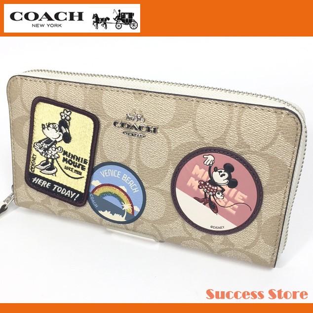 コーチ ディズニー コラボ レディース アウトレット 財布 長財布 コーチ x ミニーマウス coach シグネチャー ミニー マウス F29380 ライトカーキ 限定 新作 :29380:Successストア 通販 ⭐ディズニーコラボ ミニーワッペン長財布型番F29380