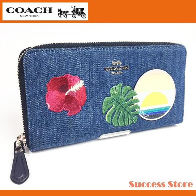 コーチ アウトレット レディース 財布 長財布 Coach アコーディオン ウォレット ブルー ハワイ パッチ F デニム 花柄 メンズ 新作 Successストア 通販 Yahoo ショッピング