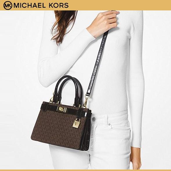 マイケルコース バッグ ショルダーバッグ ハンドバッグ レディース Michael Kors タチアナ ミニ ロゴ パテントレザー サッチェル 30h8gt0s0b ブラウン ブラック 30h8gt0s0b Blk Successストア 通販 Yahoo ショッピング