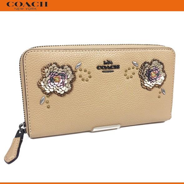 コーチ レディース スタッズ 財布 長財布 Coach アコーディオン ウォレット レザー シークイン アップリケ リベット ビーチウッド 花柄 セール bpeqo Successストア 通販 Yahoo ショッピング