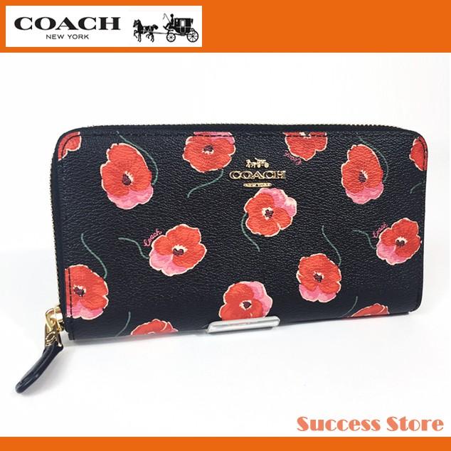 コーチ レディース 花柄 財布 長財布 アウトレット Coach アコーディオン ジップ ウォレット ポピー プリント F ブラックマルチ 新作 国内発送 blk Successストア 通販 Yahoo ショッピング