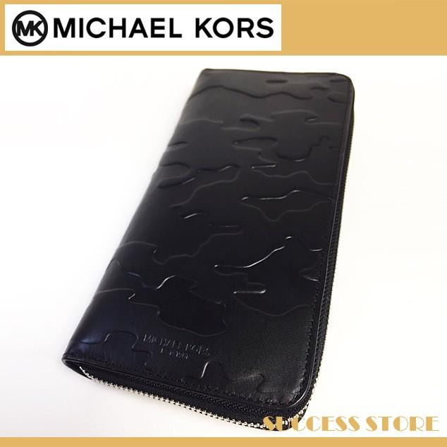 【推し】 マイケルコース 財布 長財布 メンズ MICHAEL KORS Odin Embossed-Leather Zip-Around Wallet カモフラ 迷彩 レザー ブラック 直営ブティック 新作 【2591580111】(15881円)