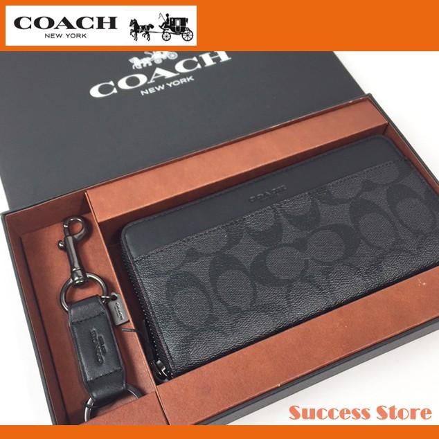 コーチ 財布 長財布 メンズ アウトレット Coach シャドウ ギフト ボックス セット シグネチャー キャンバス F ブラック キーリング セット 新作 国内発送 Successストア 通販 Yahoo ショッピング