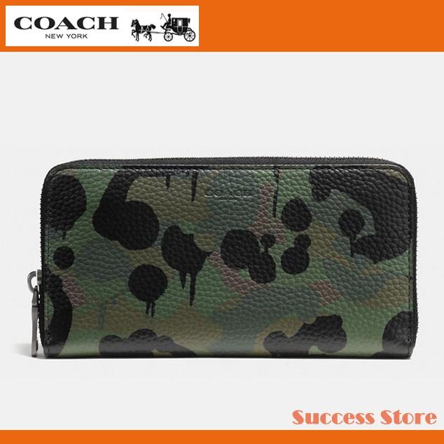 コーチ メンズ 財布 長財布 デニム ワイルド ビースト プリント レザー