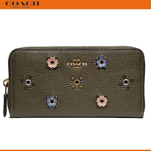コーチ レディース 花柄 財布 長財布 Coach Accordion Zip With Scattered Rivets アコーディオン ウォレット リベット 691 モスグリーン ブティック 新作 691 Successストア 通販 Yahoo ショッピング