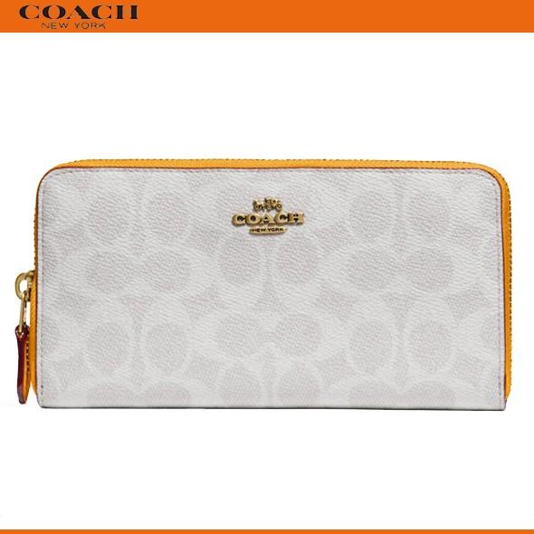 コーチ レディース 財布 長財布 COACH アコーディオン ジップ ウォレット ブロック シグネチャー キャンバス 814 チョーク