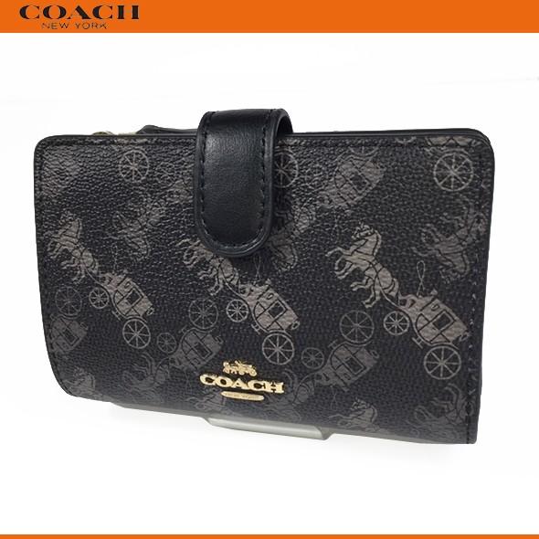 コーチ レディース 財布 二つ折り財布 アウトレット Coach ミディアム ウォレット ホース アンド キャリッジ プリント 87936 ブラック グレー 新品 新作 87936 Black Successストア 通販 Yahoo ショッピング