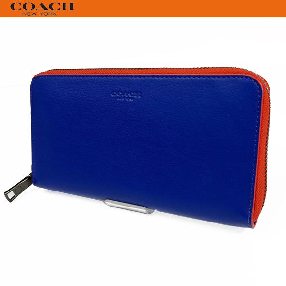 訳あり コーチ アウトレット メンズ 財布 長財布 Coach アコーディオン ジップ ウォレット レザー 9 ブルー オレンジ系 セール 新品 9 Blue Successストア 通販 Yahoo ショッピング