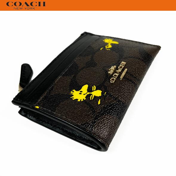 COACH X PEANUTS コーチ x スヌーピー コラボ パスケース アウトレット ミニ スキニー ID ケース シグネチャー ウッドストック  C4594