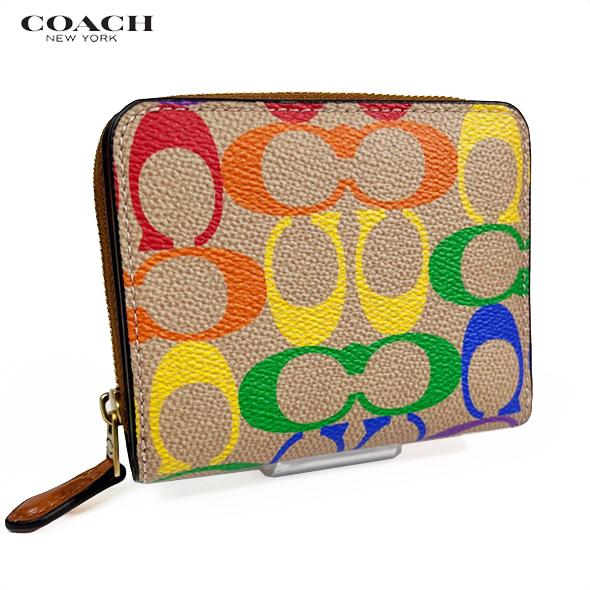月末限定値下げ。COACH レインボー 二つ折り財布 カラフル COACH コーチ シグネチャー 折り財布 カラフル レインボー 二