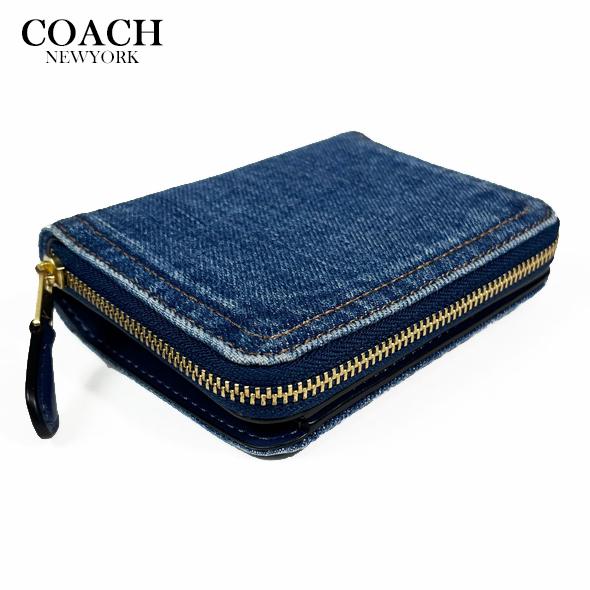 極美品✨コーチ　ミニ財布　ケース　小銭入れ　デニム　ブルー　CS129 極美品✨コーチ ミニ財布 ケース 小銭入れ デニム ブルー CS129